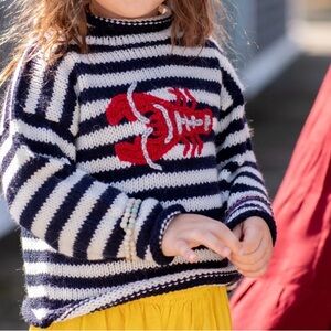 Mexicali Blues Black White Striped Kids' Lobster Sweater Maine size 4T ALPACA